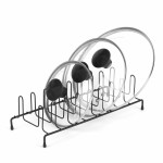 Stojak półka organizer na pokrywki i talerze metalowy czarny