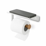 Uchwyt na papier toaletowy z półką na telefon wieszak biały