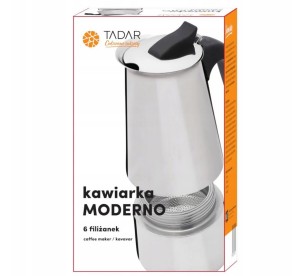 Kawiarka kafetiera zaparzacz do kawy MODERNO 380ml w opakowaniu.