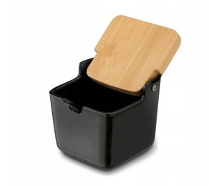 Cukiernica ceramiczna łyżeczką bambus czarna kwadratowa.jpg