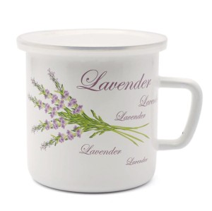 Kubek garnek emaliowany 12 cm 1000ml 1L Lawenda z pokrywką