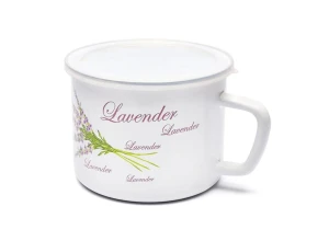 Kubek garnek emaliowany 14 cm 1400ml 1,4 L Lawenda z pokrywką.jpg