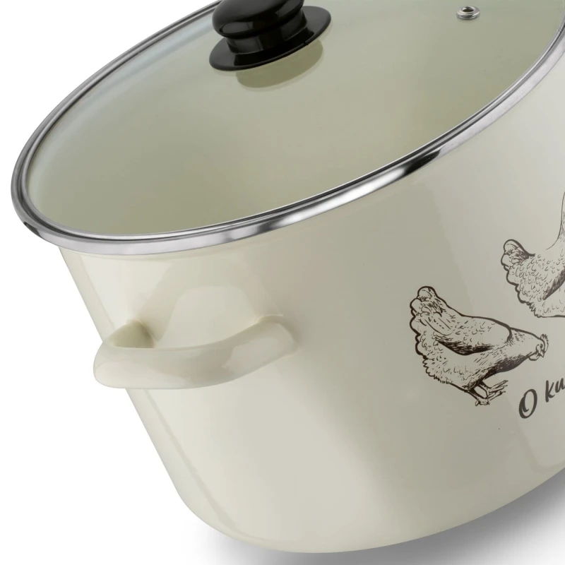 Garnek emaliowany na rosół z pokrywką Kurczaki Tadar 12 L 30 cm