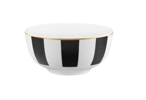 Salaterka porcelanowa czarno-biała Ribs Ambition 14 cm