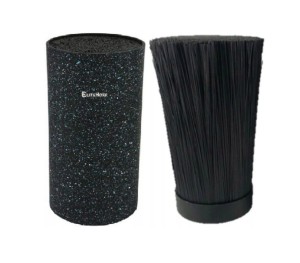 Stojak blok na noże ELITEHOFF czarny marmurek obok wyciągnięty wkład z pręcików.