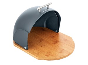 Chlebak pojemnik na pieczywo Helmet Szary Florina  odsunięta pokrywa