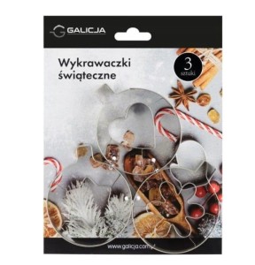 Wykrawacze świąteczne do ciastek z dziurką Practico 3szt Galicja w opakowaniu