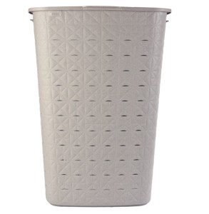 Kosz na pranie odzież bieliznę 56L CURVER Softex beżowy od przodu.