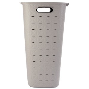 Kosz na pranie odzież bieliznę 56L CURVER Softex beżowy od boku.