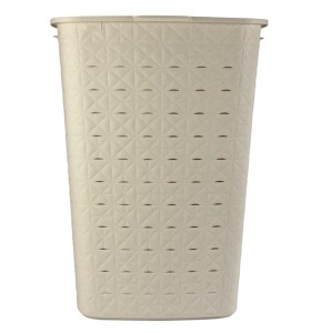 Kosz na pranie odzież bieliznę 56L CURVER Softex kremowy od przodu.