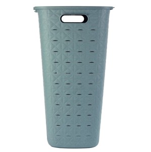 Kosz na pranie odzież bieliznę 56L CURVER Softex turkusowy od boku.