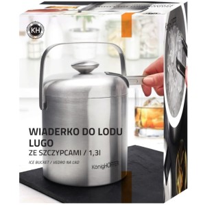 Wiaderko do lodu na lód ze szczypcami Lugo Matowe Konighoffer 1,3 L w opakowaniu.