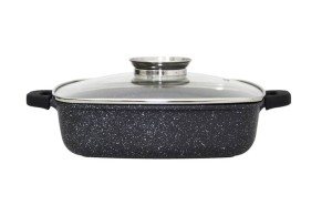Garnek niski kwadratowy 28 cm 3,5 L GREBLON SEREY z pokrywką.