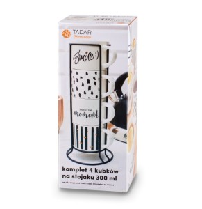 Komplet 4 kubków na stojaku Decor Tadar 300 ml opakowanie