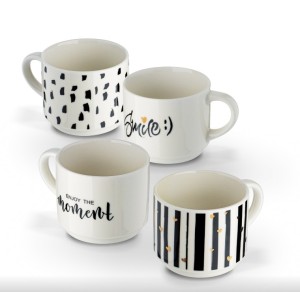 Komplet 4 kubków na stojaku Decor Tadar 300 ml