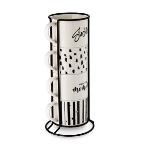 Komplet 4 kubków na stojaku Decor Tadar 300 ml