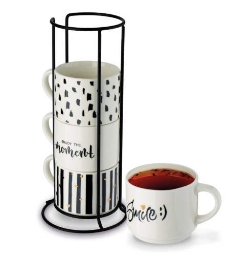 Komplet 4 kubków na stojaku Decor Tadar 300 ml