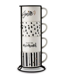 Komplet 4 kubków na stojaku Decor Tadar 300 ml