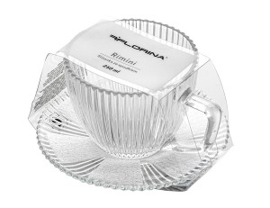Szklana Filiżanka ze spodkiem na kawę cappuccino  herbatę Rimini Florina 250 ml