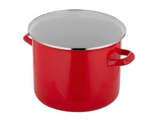 Garnek emaliowany Gładki Czerwony Emalia Pleszew 22 cm 5,2 L