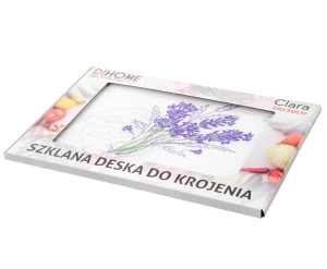 Deska do krojenia szklana Clara 20x30 cm LAVENDER HEART w opakowaniu