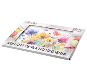 Deska do krojenia szklana Clara 20x30 cm Łąka w opakowaniu.
