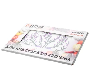 Deska do krojenia szklana Clara 25x35 cm LAVENDA w opakowaniu
