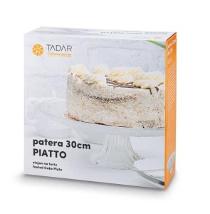 Patera szklana na nóżce zdobiona Piatto Tadar 30 cm w opakowaniu