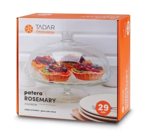 Patera szklana na nóżce z kloszem Rosemary Tadar 29 cm w opakowaniu.