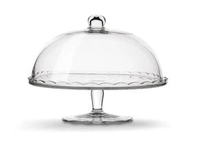 Patera szklana na nóżce z kloszem Rosemary Tadar 29 cm