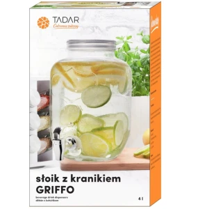 Słoik szklany z kranikiem i pokrywką na napoje Griffo Tadar 4L w opakowaniu