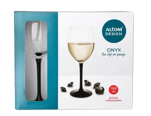Kieliszki do wina białego Onyx z czarną nóżką 250 ml Altom w opakowaniu