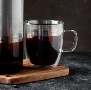 Szklanki termiczne 2szt z podwójną ścianką 350ml MIA wewnątrz kawa czarna