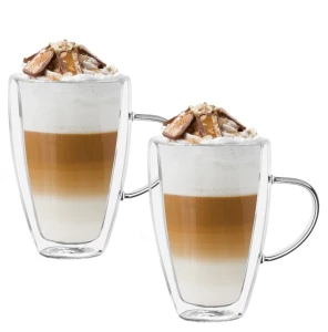 Szklanki termiczne 2szt z podwójną ścianką 300ml Sublime wewnątrz kawa latte