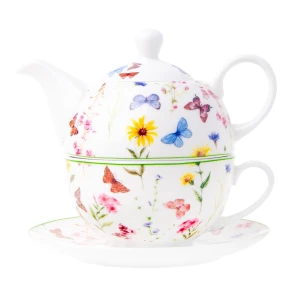 Dzbanek porcelanowy z filiżanką kwiatowy wzór