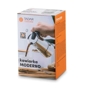 Kawiarka kafetiera zaparzacz kawy MODERNO 240ml w opakowaniu.
