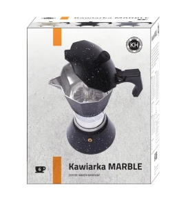 Czarna nakrapiana Kawiarka Black Granite Marble KonigHoffer 300 ml na indukcję w opakowaniu.