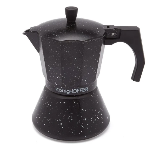 Czarna nakrapiana Kawiarka Black Granite Marble KonigHoffer 300 ml na indukcję.