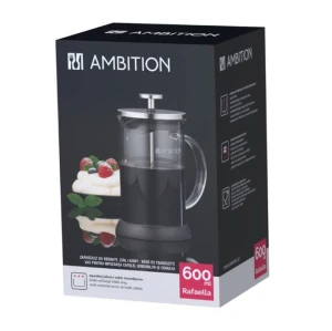 Zaparzacz szklany do kawy Rafaella Ambition 600 ml w kolorowym opakowaniu.