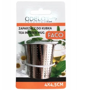 Nierdzewny zaparzacz do herbaty liściastej do kubka FACO 4,8x4,5cm na kolorowym blistrze.